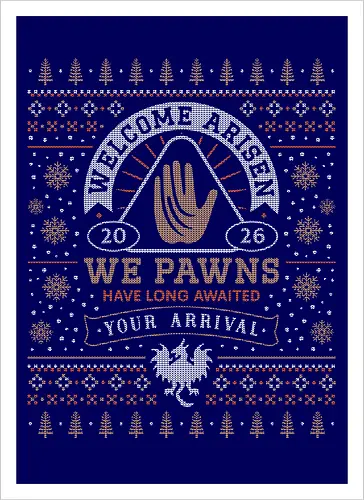 Welcome Arisen Ugly Sweater - dark arisen, dragon, dogma, dragons dogma 2, dragons dogma ii, gransys, rpg, jrpg, fantasy, bitterblack isle, gran soren, riftstone, pawns, video games, gaming, gamer, ugly christmas sweater, ugly sweater, xmas, christmas - Kunstdruck