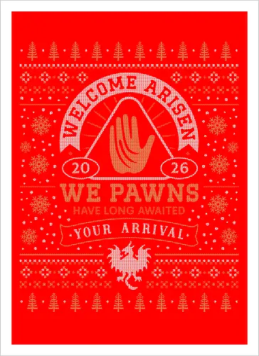 Welcome Arisen Ugly Sweater - dark arisen, dragon, dogma, dragons dogma 2, dragons dogma ii, gransys, rpg, jrpg, fantasy, bitterblack isle, gran soren, riftstone, pawns, video games, gaming, gamer, ugly christmas sweater, ugly sweater, xmas, christmas - Kunstdruck