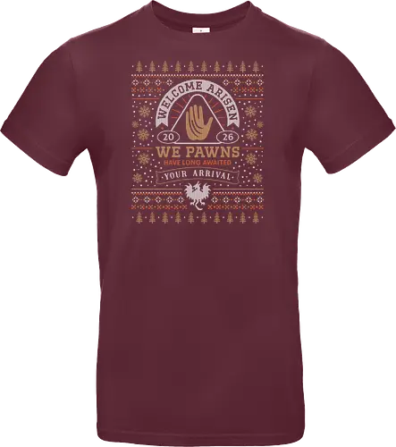 Welcome Arisen Ugly Sweater - dark arisen, dragon, dogma, dragons dogma 2, dragons dogma ii, gransys, rpg, jrpg, fantasy, bitterblack isle, gran soren, riftstone, pawns, video games, gaming, gamer, ugly christmas sweater, ugly sweater, xmas, christmas - Standard T-Shirt