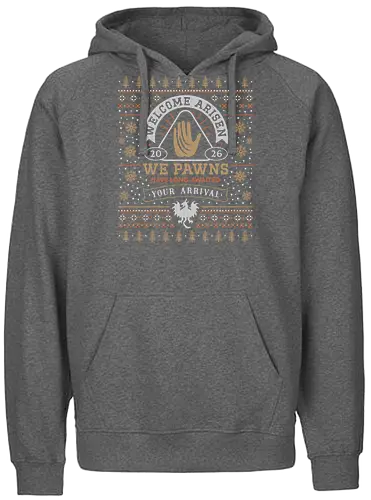 Welcome Arisen Ugly Sweater - dark arisen, dragon, dogma, dragons dogma 2, dragons dogma ii, gransys, rpg, jrpg, fantasy, bitterblack isle, gran soren, riftstone, pawns, video games, gaming, gamer, ugly christmas sweater, ugly sweater, xmas, christmas - Fairtrade Hoodie