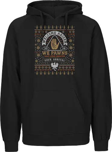 Welcome Arisen Ugly Sweater - dark arisen, dragon, dogma, dragons dogma 2, dragons dogma ii, gransys, rpg, jrpg, fantasy, bitterblack isle, gran soren, riftstone, pawns, video games, gaming, gamer, ugly christmas sweater, ugly sweater, xmas, christmas - Fairtrade Hoodie
