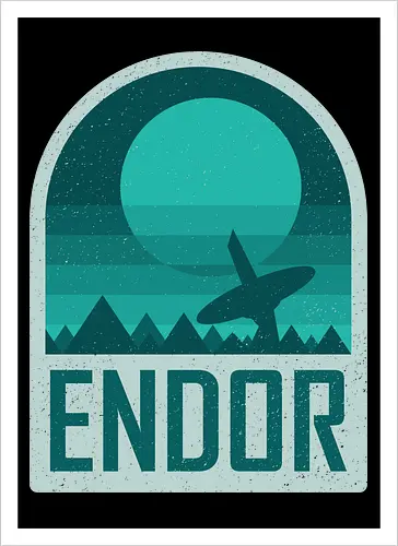 Endor - Geometric and minimalist series  - Space Opera, 80s, badge, endor, film, galaxy, geometric, landscape, minimalist, outer space, retro, science fiction, space, movie, scifi - Kunstdruck