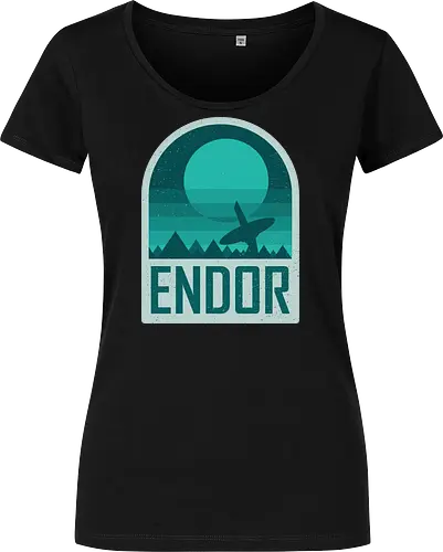 Endor - Geometric and minimalist series  - Space Opera, 80s, badge, endor, film, galaxy, geometric, landscape, minimalist, outer space, retro, science fiction, space, movie, scifi - Damen T-Shirt