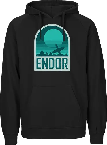Endor - Geometric and minimalist series  - Space Opera, 80s, badge, endor, film, galaxy, geometric, landscape, minimalist, outer space, retro, science fiction, space, movie, scifi - Fairtrade Hoodie