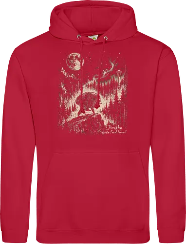 Jimothy Waschbär – Seattle Feral Legend Vintage im Mondlicht - Jimothy, Waschbär, Seattle, Ballard, Washington, Pacific Northwest, Vintage, Retro, Vollmond, Wald, Space Needle, Kupferstich, Natur, Wildlife, Abenteuer - Standard Hoodie