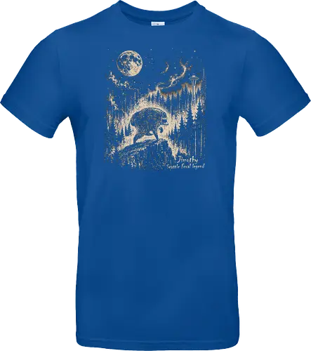 Jimothy Waschbär – Seattle Feral Legend Vintage im Mondlicht - Jimothy, Waschbär, Seattle, Ballard, Washington, Pacific Northwest, Vintage, Retro, Vollmond, Wald, Space Needle, Kupferstich, Natur, Wildlife, Abenteuer - Standard T-Shirt