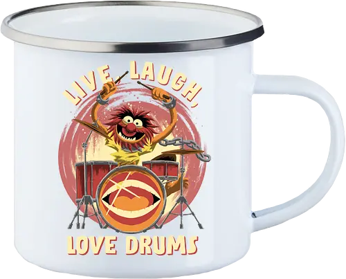 Love Drums - puppet, Animal, Mayhem, Drums - Emailletasse