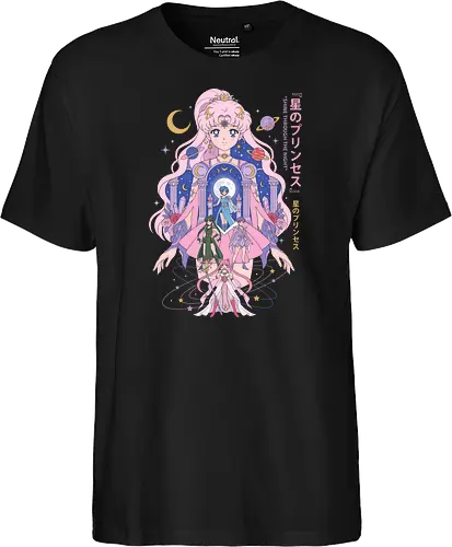 Princess of the Stars: Celestial Guardians - magical girl anime shirt, pastel aesthetic graphic tee, moon princess apparel, shoujo manga streetwear, 90s retro anime clothing, kawaii celestial design, Japanese text aesthetic shirt, anime planetary guardians, fairycore otaku fashion, magical nostalgic merch - Fairtrade T-Shirt