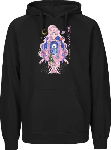 Princess of the Stars: Celestial Guardians - magical girl anime shirt, pastel aesthetic graphic tee, moon princess apparel, shoujo manga streetwear, 90s retro anime clothing, kawaii celestial design, Japanese text aesthetic shirt, anime planetary guardians, fairycore otaku fashion, magical nostalgic merch - Fairtrade Hoodie