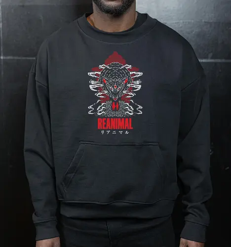ANIMAL - SPOOKY, GAMER, GEEK, TARSIER, VIDEO GAME, TERROR, HORROR, LAMB, SHEEP, ANIMAL - Cropped Sweatshirt