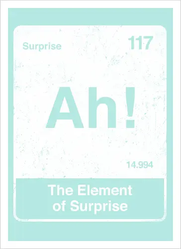 Ah The element of surprise - Ah surprise, the element, elements, science, scientist, Ryan gosling, project Hail Mary, space, comedy, science fiction, Periodic table, am I smart, the element of surprise, chemistry, physics - Kunstdruck