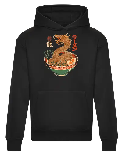 Dragon Ramen - cuisine, fantasy, kawaii, anime, manga, geek, popculture, oriental, bowl, illustration, culinary, dragon, ramen, noodles, japan, japanese, asian, mythology, food, foodie - Heavyweight Hoodie