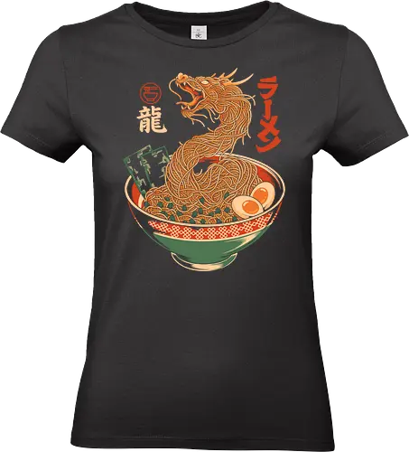 Dragon Ramen - cuisine, fantasy, kawaii, anime, manga, geek, popculture, oriental, bowl, illustration, culinary, dragon, ramen, noodles, japan, japanese, asian, mythology, food, foodie - Standard T-Shirt (Frauen)