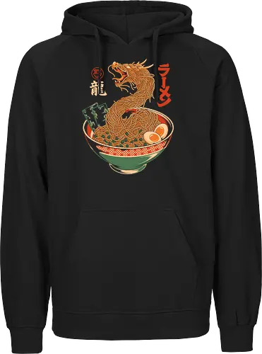 Dragon Ramen - cuisine, fantasy, kawaii, anime, manga, geek, popculture, oriental, bowl, illustration, culinary, dragon, ramen, noodles, japan, japanese, asian, mythology, food, foodie - Fairtrade Hoodie