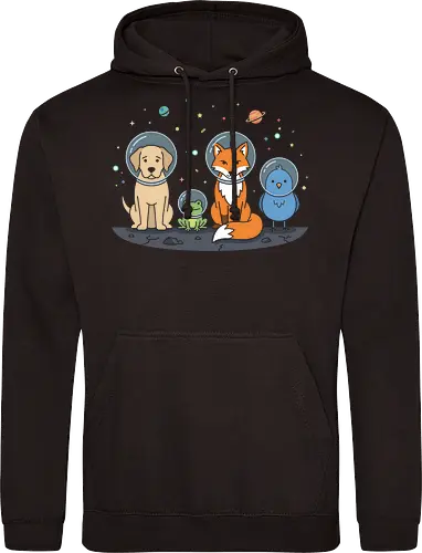 Space Cadets: The Animal Crew - animal astronaut shirt, space animals graphic tee, kawaii galaxy apparel, dog and fox space merch, cute astronomy clothing, kids space exploration shirt, whimsical universe design, pastel galaxy aesthetic tee, funny space crew clothing, animal lovers sci-fi shirt - Standard Hoodie