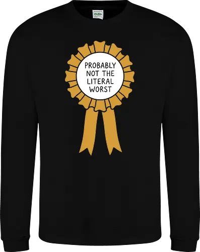 The Gold Standard: Blank Award Ribbon - blank award ribbon shirt, gold rosette graphic tee, minimalist winner apparel, funny participation award clothing, ironic graphic streetwear, subtle aesthetic tee, simple gold ribbon design, everyday champion merch, blank canvas graphic shirt, self love aesthetic fashion - Sweatshirt