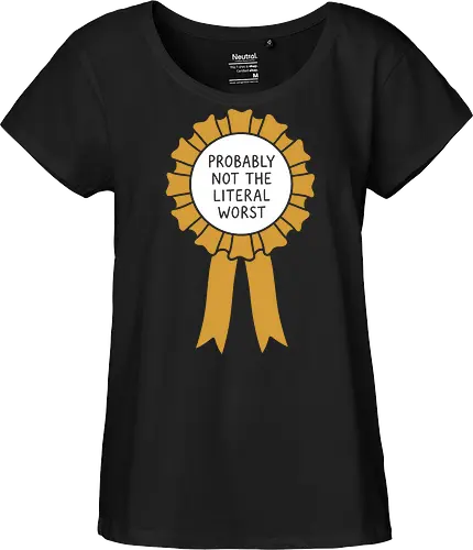 The Gold Standard: Blank Award Ribbon - blank award ribbon shirt, gold rosette graphic tee, minimalist winner apparel, funny participation award clothing, ironic graphic streetwear, subtle aesthetic tee, simple gold ribbon design, everyday champion merch, blank canvas graphic shirt, self love aesthetic fashion - Fairtrade Girl Shirt