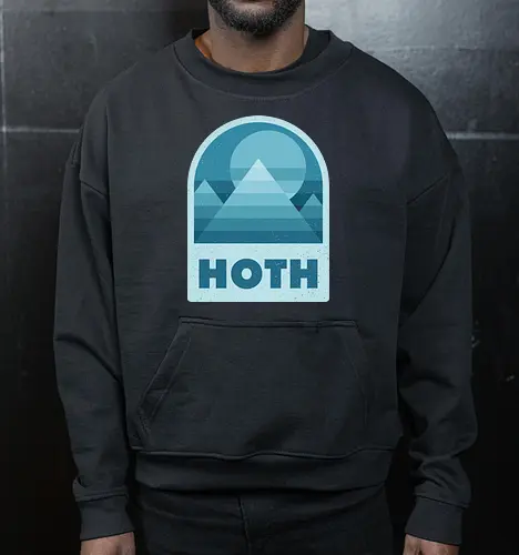 Hoth - Geometric and minimalist series - Space Opera, 80s, badge, film, galaxy, geometric, hoth, landscape, minimalist, outer space, retro, science fiction, space, movie, scifi - Cropped Sweatshirt