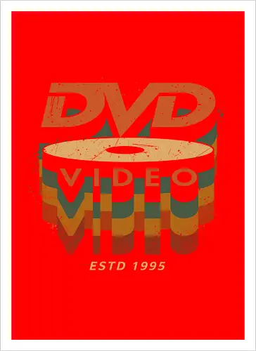 DVD Video 95 - Physical media, real media, dvd, cd, blu ray, digital code, real games, own game, own the game, 90s, 1995, gaming, gamergate - Kunstdruck
