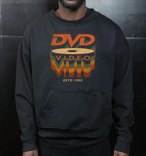 DVD Video 95 - Physical media, real media, dvd, cd, blu ray, digital code, real games, own game, own the game, 90s, 1995, gaming, gamergate - Cropped Sweatshirt