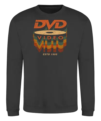 DVD Video 95 - Physical media, real media, dvd, cd, blu ray, digital code, real games, own game, own the game, 90s, 1995, gaming, gamergate - Sweatshirt