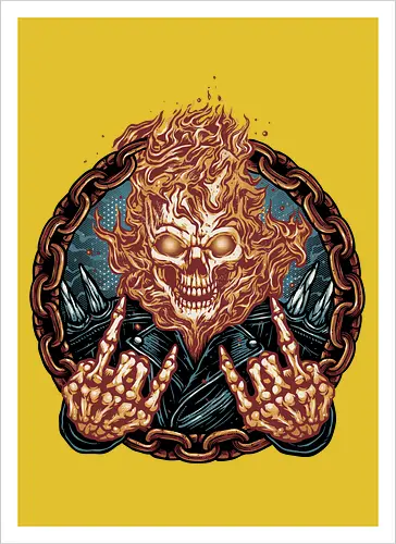 Rider from Hell - Comic, comics, comic book, antihero, movie, film, character, motorcyclist, Paranormal - Kunstdruck