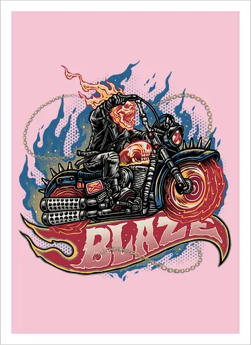 Blazing Skull - Comic, comics, comic book, antihero, movie, film, character, motorcyclist, Paranormal - Kunstdruck