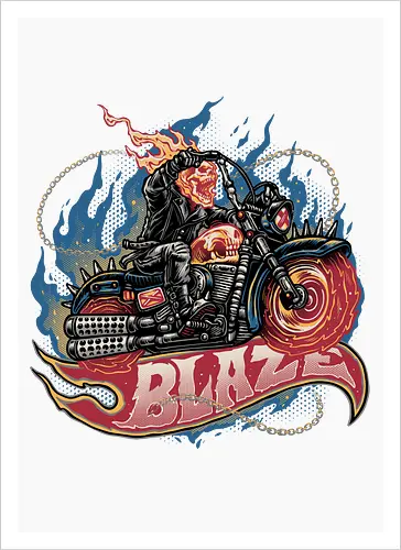 Blazing Skull - Comic, comics, comic book, antihero, movie, film, character, motorcyclist, Paranormal - Kunstdruck