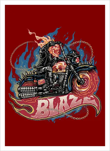 Blazing Skull - Comic, comics, comic book, antihero, movie, film, character, motorcyclist, Paranormal - Kunstdruck
