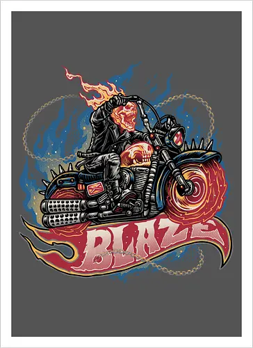 Blazing Skull - Comic, comics, comic book, antihero, movie, film, character, motorcyclist, Paranormal - Kunstdruck