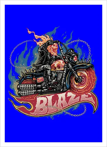 Blazing Skull - Comic, comics, comic book, antihero, movie, film, character, motorcyclist, Paranormal - Kunstdruck