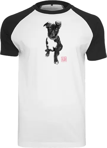 black doggie - dog, sumie, japan - Raglan T-Shirt