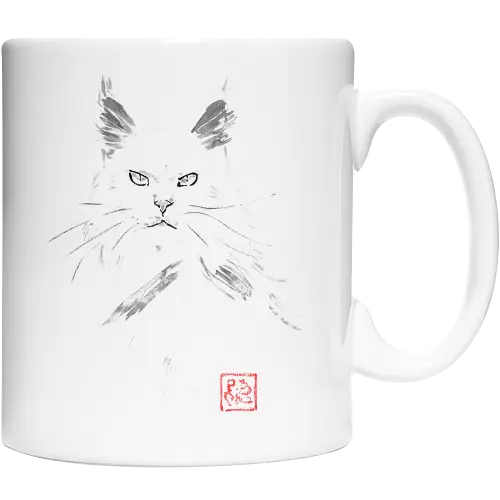 white main coon - cat, sumie, japan - Keramiktasse