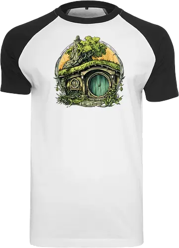 The Shire - lotr, hobbit, middle earth, bilbo, frodo baggins, Pen and Paper, green door, Wizard, fantasy novel, ttrpg gift, one ring, dark lord, sauron - Raglan T-Shirt