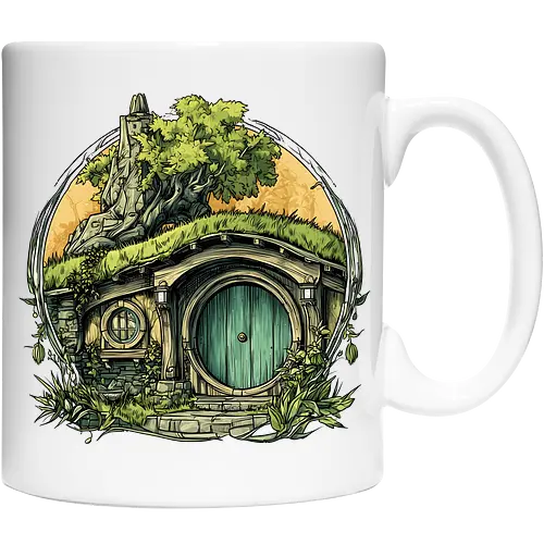 The Shire - lotr, hobbit, middle earth, bilbo, frodo baggins, Pen and Paper, green door, Wizard, fantasy novel, ttrpg gift, one ring, dark lord, sauron - Keramiktasse
