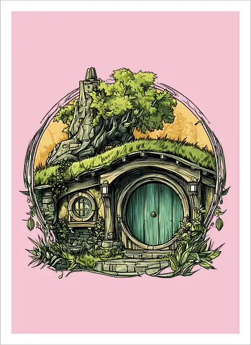 The Shire - lotr, hobbit, middle earth, bilbo, frodo baggins, Pen and Paper, green door, Wizard, fantasy novel, ttrpg gift, one ring, dark lord, sauron - Kunstdruck