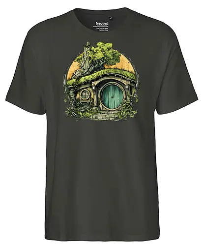 The Shire - lotr, hobbit, middle earth, bilbo, frodo baggins, Pen and Paper, green door, Wizard, fantasy novel, ttrpg gift, one ring, dark lord, sauron - Fairtrade T-Shirt