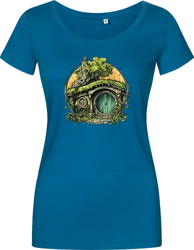 The Shire - lotr, hobbit, middle earth, bilbo, frodo baggins, Pen and Paper, green door, Wizard, fantasy novel, ttrpg gift, one ring, dark lord, sauron - Damen T-Shirt