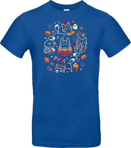 Halloween Kitten Party - black cats, halloween, spooky cute, kitten, magical, witchy, witchcraft, pumpkin, skulls, spooky season, ghost, autumn vibes, kawaii, cat lover, vampire - Standard T-Shirt