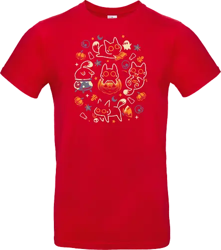 Halloween Kitten Party - black cats, halloween, spooky cute, kitten, magical, witchy, witchcraft, pumpkin, skulls, spooky season, ghost, autumn vibes, kawaii, cat lover, vampire - Standard T-Shirt
