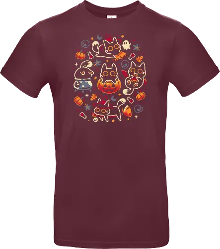Halloween Kitten Party - black cats, halloween, spooky cute, kitten, magical, witchy, witchcraft, pumpkin, skulls, spooky season, ghost, autumn vibes, kawaii, cat lover, vampire - Standard T-Shirt