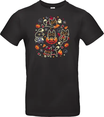 Halloween Kitten Party - black cats, halloween, spooky cute, kitten, magical, witchy, witchcraft, pumpkin, skulls, spooky season, ghost, autumn vibes, kawaii, cat lover, vampire - Standard T-Shirt