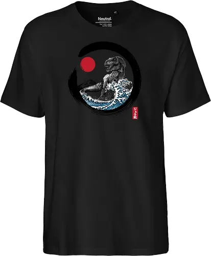 Enso R-Rex - japan, japanese art, sumi e, t- rex, great wave off kanagawa, animals, nature, dinosaurs, action movies, jurassic - Fairtrade T-Shirt