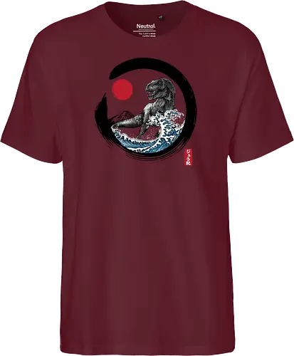 Enso R-Rex - japan, japanese art, sumi e, t- rex, great wave off kanagawa, animals, nature, dinosaurs, action movies, jurassic - Fairtrade T-Shirt