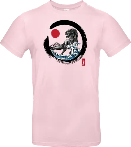 Enso R-Rex - japan, japanese art, sumi e, t- rex, great wave off kanagawa, animals, nature, dinosaurs, action movies, jurassic - Standard T-Shirt