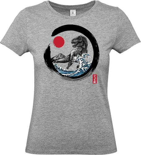 Enso R-Rex - japan, japanese art, sumi e, t- rex, great wave off kanagawa, animals, nature, dinosaurs, action movies, jurassic - Standard T-Shirt (Frauen)