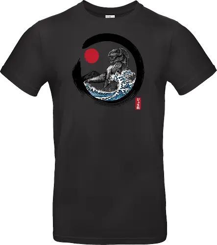 Enso R-Rex - japan, japanese art, sumi e, t- rex, great wave off kanagawa, animals, nature, dinosaurs, action movies, jurassic - Standard T-Shirt