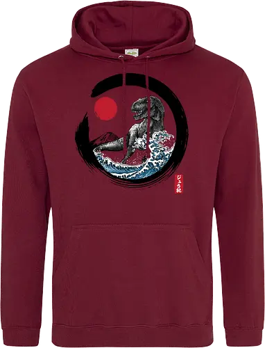 Enso R-Rex - japan, japanese art, sumi e, t- rex, great wave off kanagawa, animals, nature, dinosaurs, action movies, jurassic - Standard Hoodie