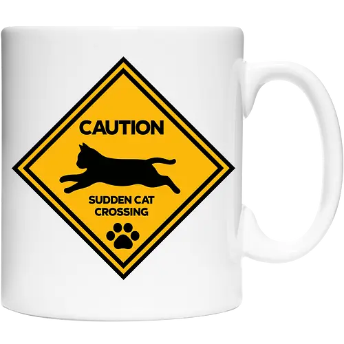 Caution: Sudden Cat Crossing Japan Art  - cat art, cat artwork, cat humor, cat lover, cat teeshirt, cute cats, funny cats, funny humor, funny quote, funny slogan, parody brand, parody design, parody logo, pop art, trending now - Keramiktasse