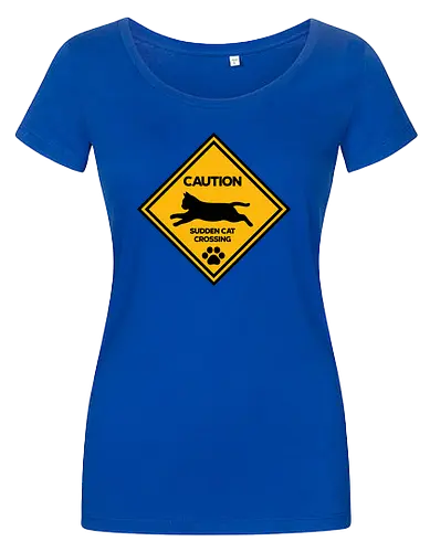 Caution: Sudden Cat Crossing Japan Art  - cat art, cat artwork, cat humor, cat lover, cat teeshirt, cute cats, funny cats, funny humor, funny quote, funny slogan, parody brand, parody design, parody logo, pop art, trending now - Damen T-Shirt